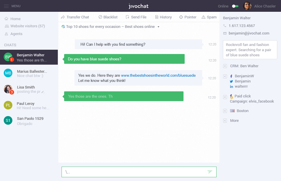 En fullverdig chat med muligheter for lenker og bilder